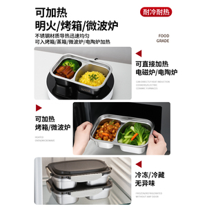 Boîte à lunch en acier inoxydable 316 de qualité alimentaire, conteneur bento à 2 compartiments avec couvercle hermétique pour les employés de bureau - Product Image 4