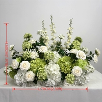 Allée de fleurs artificielles GF481, blanches et vertes, personnalisées, de haute qualité, pour mariage, 70 cm, bouquet de fleurs artificielles pour allée