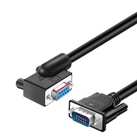 Cable de Comunicación Industrial RS232 DB9 Hembra a Macho con Conector en Ángulo de 90 Grados, Niquelado