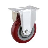 Tige filetée M12x30mm 3 pouces 4 pouces 5 pouces Chariot industriel Roulette pivotante en PVC rouge