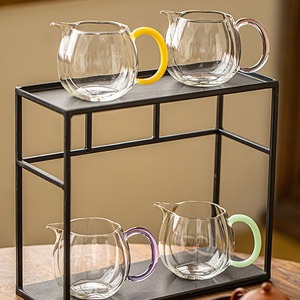 Jarra de té de vidrio redonda de alta transparencia con mango colorido para accesorios de ceremonia del té y uso en fiestas - Product Image 2