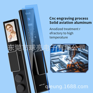 Qleung S555 <b>Smart</b> <b>Lock</b> Black 3D Face Recognition Fingerprint App Control Door <b>Lock</b> - Product Image 2
