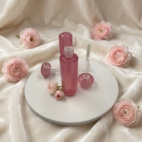 Tube de brillant à lèvres transparent rose effet cristal, tube de gloss en forme d'apsule, contenant de sérum pour les lèvres