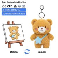 Peluche animale personnalisée, design mignon, broderie de dessin animé, ours en peluche, porte-clés en peluche, jouets en coton, taille personnalisée