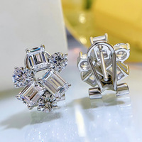 Unregelmäßig geformte 925 Silber feine Ohr stecker mit Simulation Diamond Brocade Fresh Stitching Schmuck für Frauen
