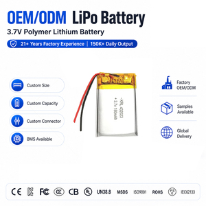 Batteria LiPo Mini 432023 3.7V 160mAh per Auricolari Bluetooth, Dispositivi Indossabili Intelligenti, Sensori Mini, Personalizzazione OEM - Product Image 1
