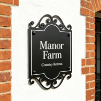 Plaque de numéro de maison en fer forgé personnalisée, résistante aux intempéries, en métal, avec adresse gravée, moderne, écologique, pour extérieur