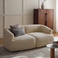 Canapé d'angle moderne de luxe en tissu Teddy pour salon, ensemble de canapés rembourrés confortables 3+2+1 places à vendre