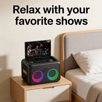 GENCE Enceinte Portable Compacte avec Écran Tactile Intelligent, LED RGB, Corps en Plastique, Entrée AUX, Système Audio HiFi pour Divertissement à Domicile