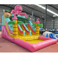 Toboggan aquatique gonflable double piste Octopus en PVC de qualité commerciale, personnalisable, avec piscine à jets d'eau, pour location événementielle intérieure et extérieure