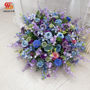 Boule de fleurs artificielles en soie violette lisse 1,8-2,4 m, rose et gypsophile, design asymétrique brisé, pour décoration de mariage et centre de table - Product Image 5