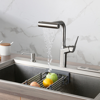 SANIPRO Flexible Fly Rain 4 Fonction Sortie D'eau Pull Out Robinet De Pommeau De Douche 304 En Acier Inoxydable Cuisine Évier Cascade Robinets