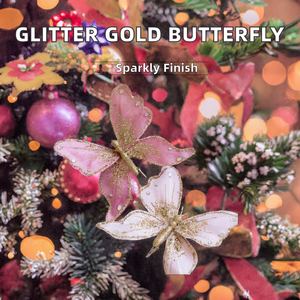 Decoración Navideña Personalizable de Mariposa Dorada de 25 cm, Decoración de Fiesta con Purpurina, Suministros Navideños 2025 - Product Image 2