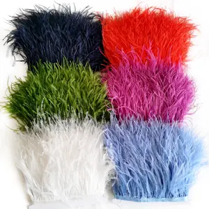 High Quality 10-15cm Ostrich Feather Fringes Wholesale Ostrich Lace Trim For Dance Wear Wedding Dress Haute Couture