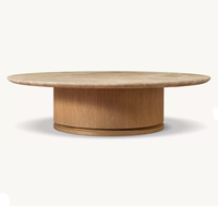 Table basse ronde RH OEM Ligne, en chêne américain avec plateau en marbre, mobile, décorative, moderne, de luxe, pour salon, villa, hôtel