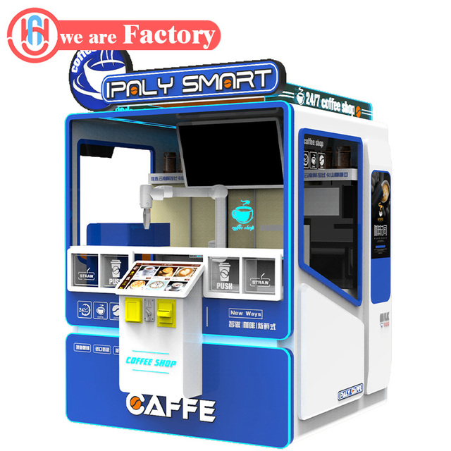Fully Automatic Small Outdoor Coffee Vending Machine with QR Code Metal Stirrer Convenient Indoor Features