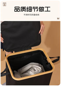 Cesto de ropa plegable con tapa y bolsillo interior para guardar la ropa sucia, cesto de lavandería para baño. - Product Image 5