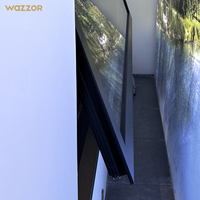 Wazzor New Design Villa Modern Electric Middle Opening Perfil de aluminio Vertical Center Pivoted Windows