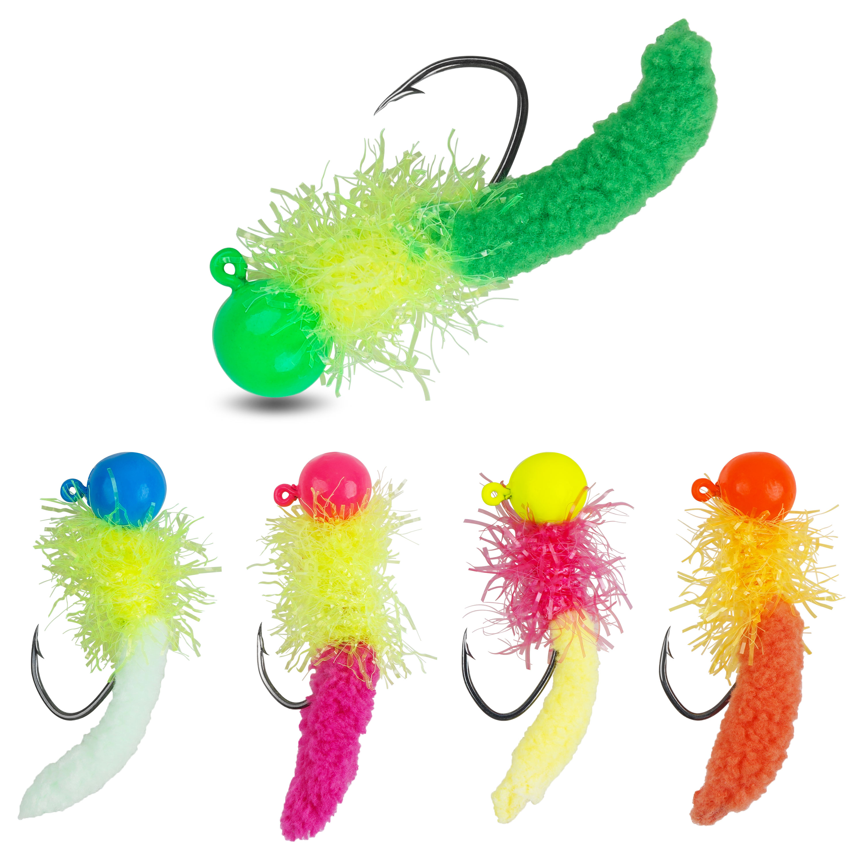 Crappie Jigs Fishing Lures with Feather Maggot Baits - Effective