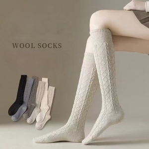 겨울용 두꺼운 보온 소프트 폴리에스터 롱삭스 (여성용, 삼베 무늬) - Product Image 2