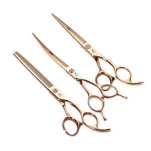 Maclura - Juego de Tijeras Dentadas para Peluquería Canina, Ecológicas, Modernas, de Acero Inoxidable JP440C, Color Oro Rosa, 6.5/7.0/7.5 Pulgadas, Naturales - Product Image 1