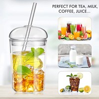 Groothandel Aanpassing Ecologisch Voedselveilig Hoog-borosilicaat Handgeblazen Herbruikbaar Vaatwasser- en Magnetronbestendig 450ml Glazen Bekers