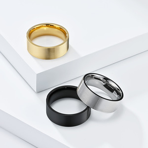 Titanium Steel <b>Rings</b> Gold Black Silver Unisex Minimalist Couple Jewelry Gift Fashion <b>Rings</b> - Product Image 1