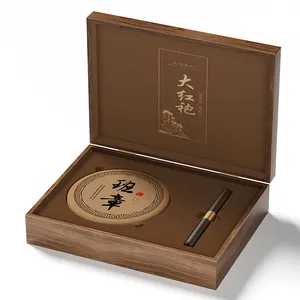Logo custom wooden brick tea box gift packaging set luxury tea bag bamboo box