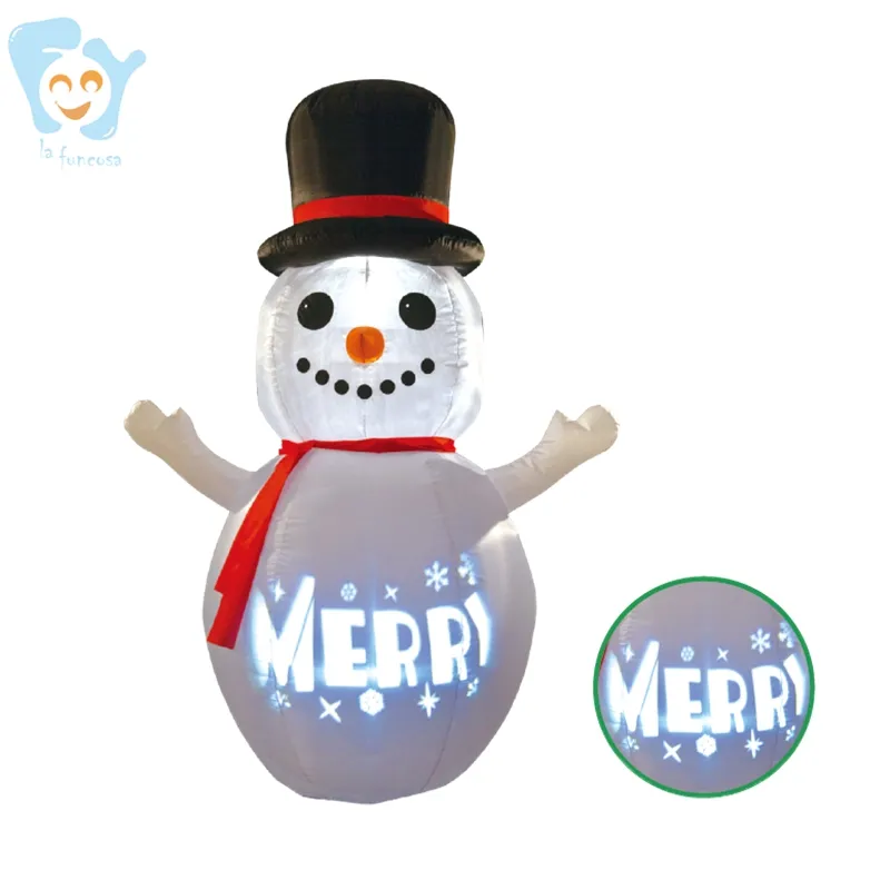 6ft Lighted LED 3D Outdoor Yard Low Inflatable Christmas Decorations Snowman with Pictures Projector