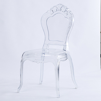 Chaise de banquet empilable en acrylique transparent, résine plastique PC, dos couronné, pour événements de mariage