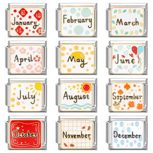 12 Mois Italien Charme Liens Mars <span class=keywords><strong>Avril</strong></span> Mai Constellations Enfants 9mm En Acier Inoxydable Bracelet DIY Bijoux Design De Mode - Product Image 1