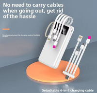 YM-489 Batterie externe multi-ports ultra-fine et légère 20000 mAh à chargement rapide avec 4 câbles intégrés Micro USB, support de téléphone et cordon – Meilleure vente