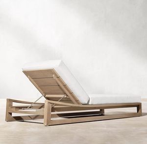 Sillas de Piscina Fáciles de Limpiar, Tumbonas, Chaise Longue de Teca, Muebles de Exterior con Cojín - Product Image 3