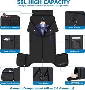 Free Sample Foldable <b>Carry</b> <b>on</b> Garment <b>Bag</b> Travel Suit <b>Bag</b> for Men up to 3 Suits for Business Trips - Product Image 4