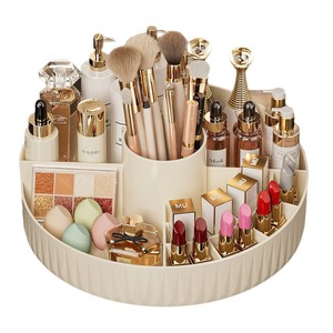 <b>Rotating</b> Cosmetic Storage Box With Compartments For Lipstick Eyeshadow Makeup Brushes <b>Desk</b> Organizer PP Material - Product Image 5