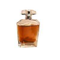 Flacon de parfum de luxe en verre cristal carré de 100 ml avec bouchon, estampage à chaud doré, logo personnalisé, emballage, échantillon gratuit disponible