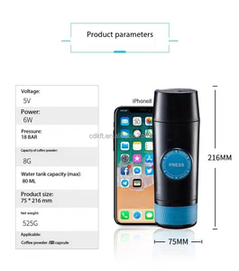 Cafetera Portátil Mini USB de Litio con Batería para Senderismo COFETO CP017, Presión de 15-18 Bares, Compatible con Cápsulas Autocalentables - Product Image 1