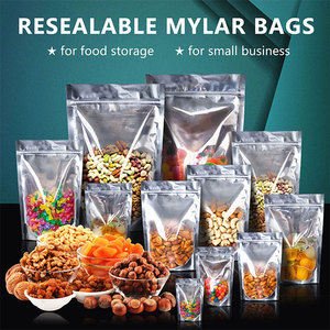Resealable Silver Back Clear Front Window Stand up Pouches 14cm <strong>X</strong> 20cm Aluminum Foil for Doypack Food Storage Zip Lock - Product Image 6