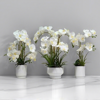 Dekorasi Bunga Anggrek Phalaenopsis Buatan Baru dari Flower World Cross-border untuk Rumah, Hotel, Lobi, dan Jendela, Bunga Buatan Tangan