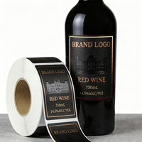 Etiquetas de Vino de Lujo Personalizadas, Papel Texturizado, Etiquetas Privadas con Estampado en Lámina Dorada y Acabado UV para una Marca Elegante, Marca de Primera Calidad PT