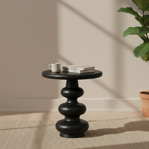 Table d'appoint sculpturale en obsidienne de style ferme antique, mobilier de salon contemporain durable au design élégant - Product Image 1