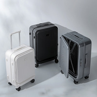 Ensemble de bagages 3 pièces, valises rigides avec poche avant, porte-gobelet et serrure TSA, rose gris, 20/24/28 pouces