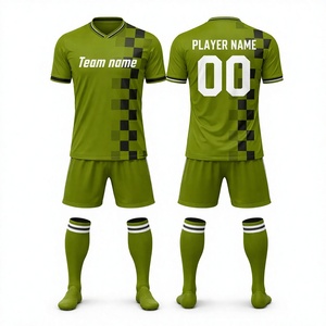Camiseta de Fútbol Personalizada SHUSHI, Sublimada, Cuello en V, Manga Corta, Verde, con Números de Equipo, 100% Poliéster, Malla Transpirable de Secado Rápido para Adultos - Product Image 1