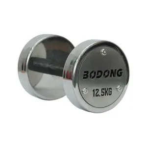 Premium gym equipment Stainless steel dumbbells round steel +304 stainless steel wrapped weight training dumbbells
