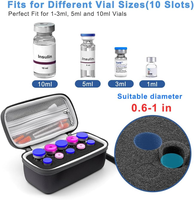Étui de voyage portable et résistant à l'eau pour 10 flacons de peptides ou d'insuline de 1/2/3 ml avec fermeture éclair