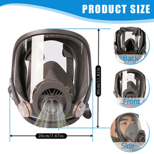 Máscara Respiratoria Facial Completa de Goma y Plástico CF6800A, Reutilizable, para Protección Industrial y Seguridad Química contra H2S - Product Image 2