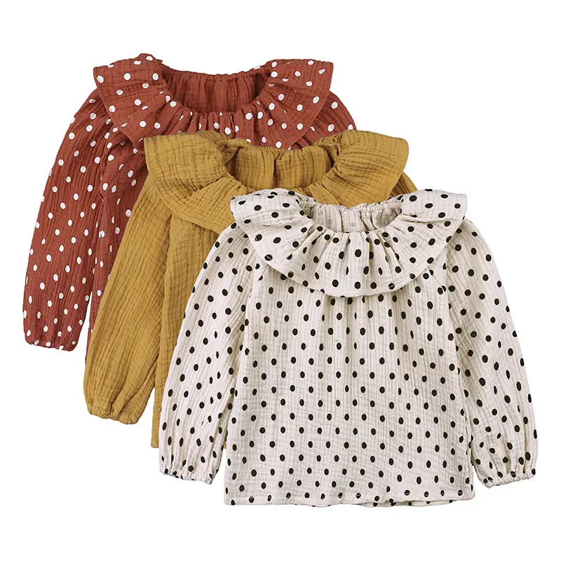 Finalz Wholesale summer Kids Clothing long sleeves Linen little Girls shirt