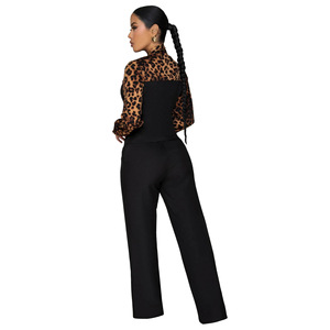 Popolare Completo da Donna in Stile Europeo <span class=keywords><strong>e</strong></span> Americano con Stampa Leopardata <span class=keywords><strong>e</strong></span> Patchwork, Slim-fit Sofisticato per <span class=keywords><strong>Primavera</strong></span> <span class=keywords><strong>e</strong></span> Autunno - Product Image 5