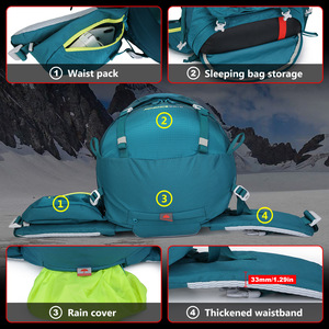 Mochila de montaña de moda de gran capacidad 55L + 5L con cubierta de lluvia para escalada al aire libre Camping Senderismo - Product Image 3
