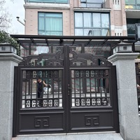 Porte coulissante électrique automatique en alliage d'aluminium moderne, design personnalisé pour la sécurité de la maison, origine Shanghai
